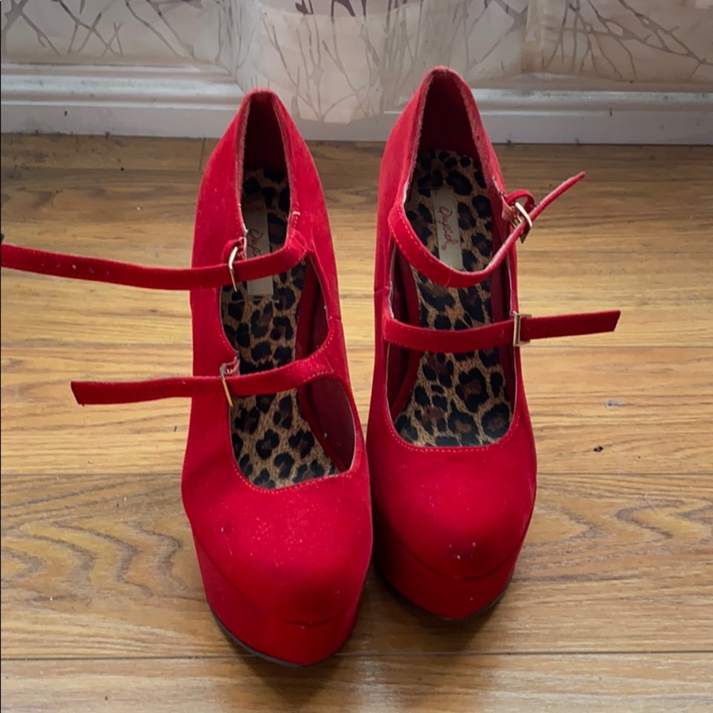 🔥 red platform heels